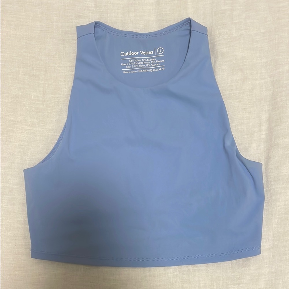 Outdoor Voices Blue Fitted Crop Tank Top